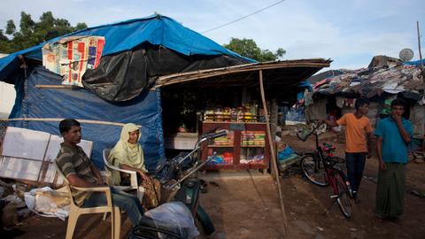 Rohingya-Muslime in einem Flüchtlingslager in Hyderabad in Indien. 