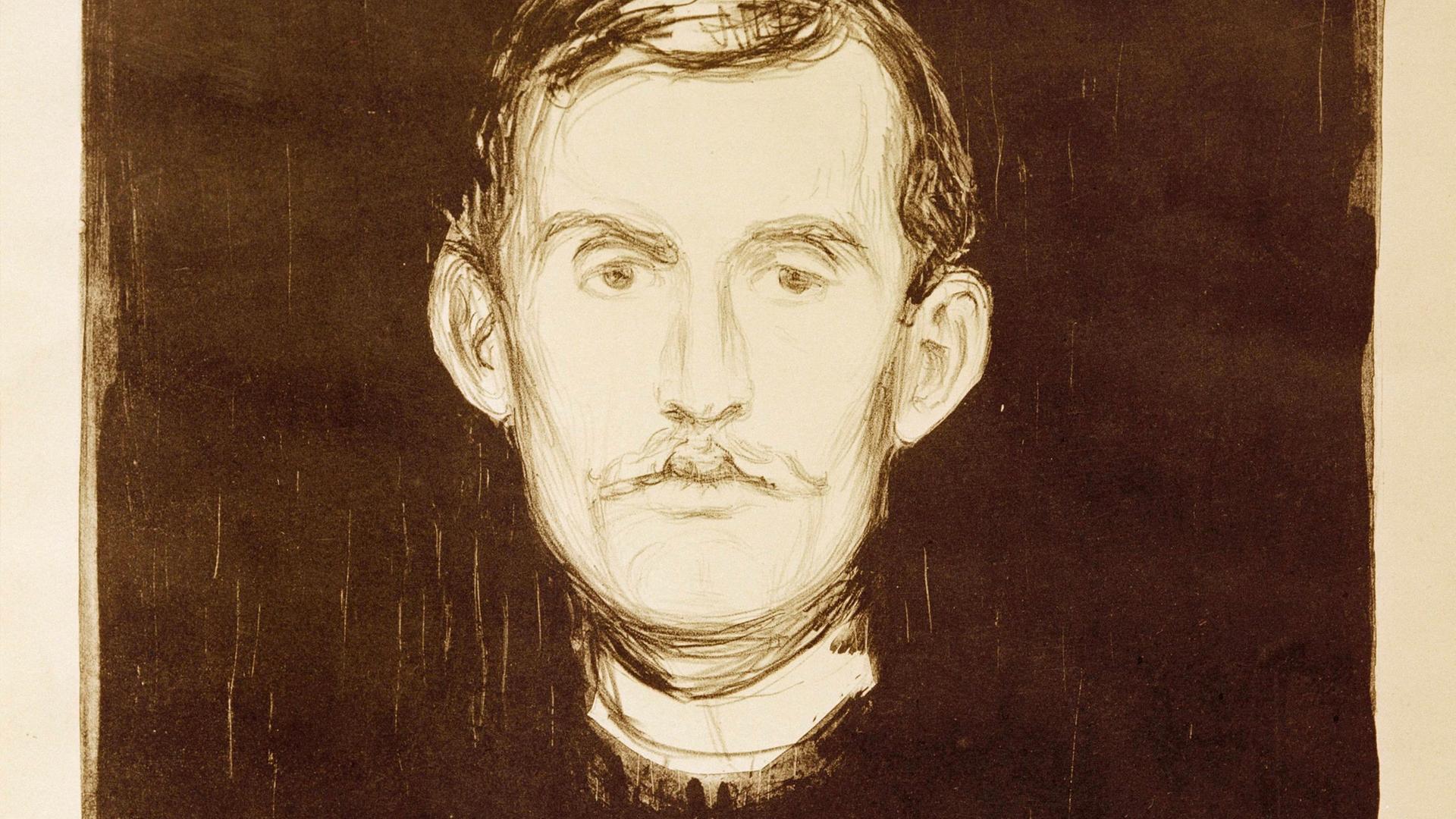Edvard Munch, Selbstporträt mit Armskelett (1895) 
