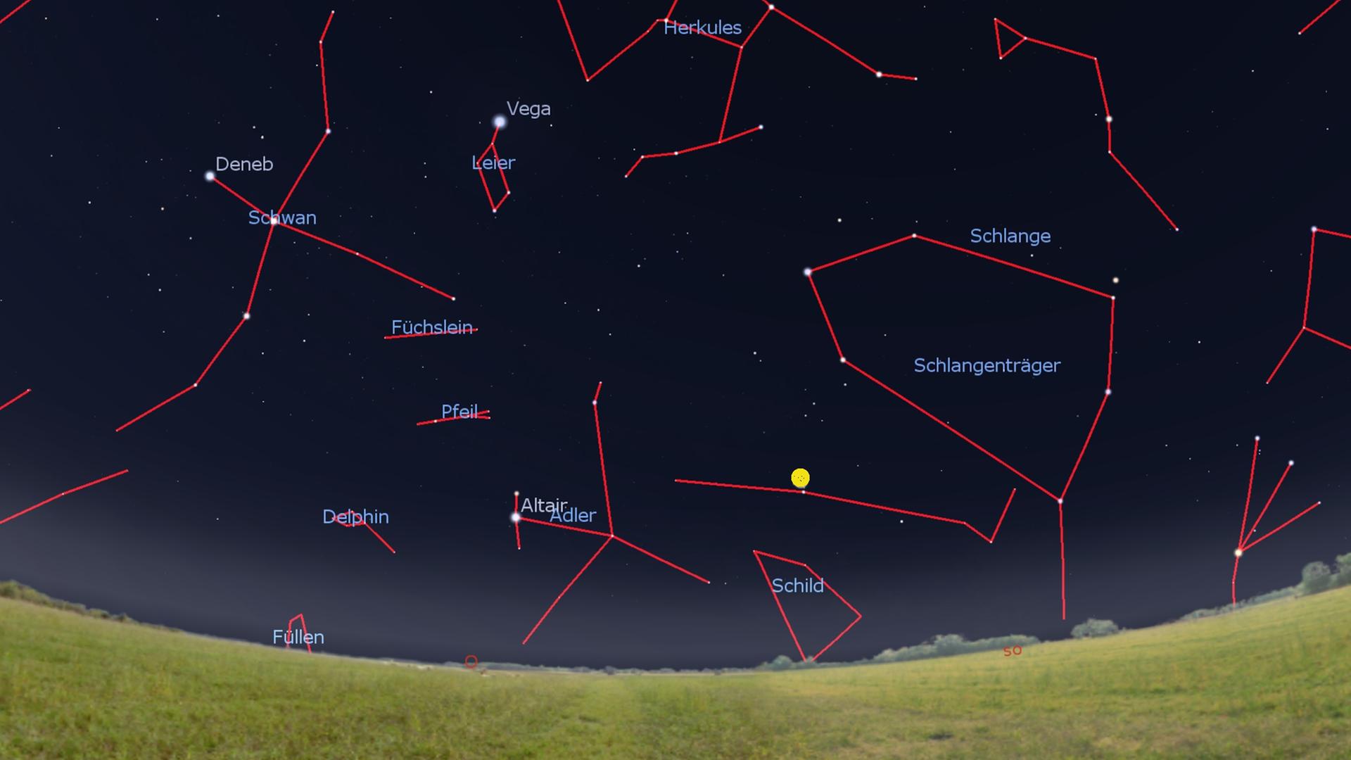 Noch steht Gliese 710 völlig unscheinbar im Sternbild Schlange. Aber „bald“ wird er heller als Vega leuchten. 