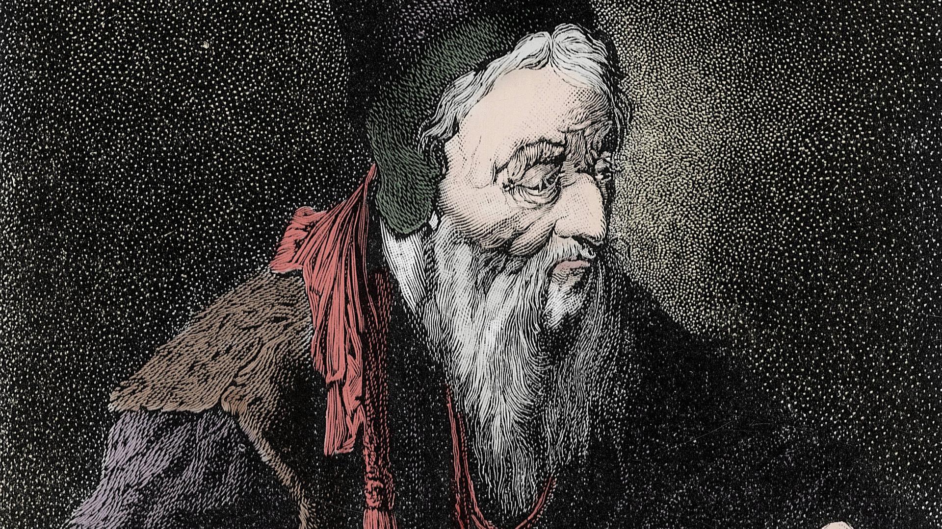 Der Astrologe und Mediziner Michel de Notre Dame (1503-1566), genannt Nostradamus in einer Darstellung aus dem 19. Jahrhundert.