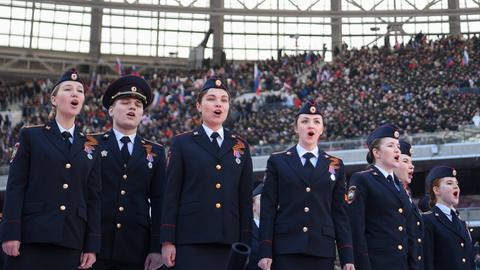 Ein Propagandakonzert mit russischen Kadetten am 18.3. im Moskauer Luschniki-Stadium. 