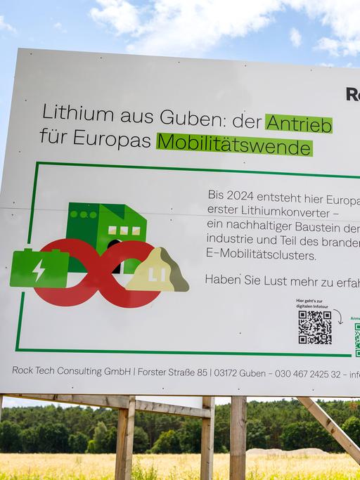 Baufeld für ein Lithium-Werk in Guben in Brandenburg, 5. Juli 2023