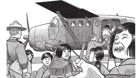 Auf dem Weg in ein neues Leben? Kanadas Regierung schickte die Kinder der indigenen Bevölkerung zur Schule – auch, um Einfluss zu gewinnen. Auf dem Bild winken Ranger die Kinder zu einem Wasserflugzeug. 