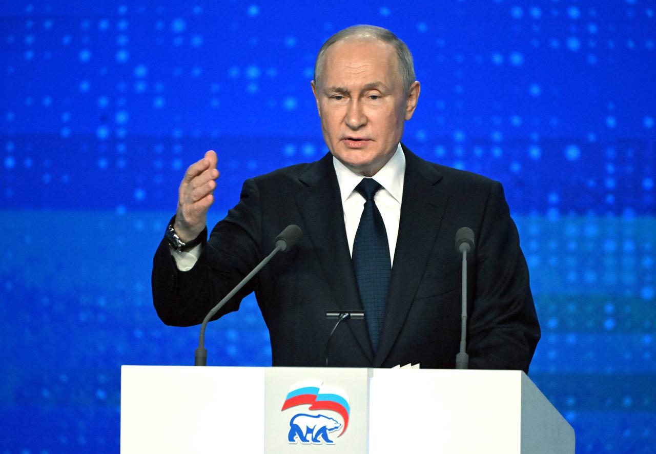 Russlands Präsident Wladimir Putin spricht auf einem Kongress seiner Partei Einiges Russland