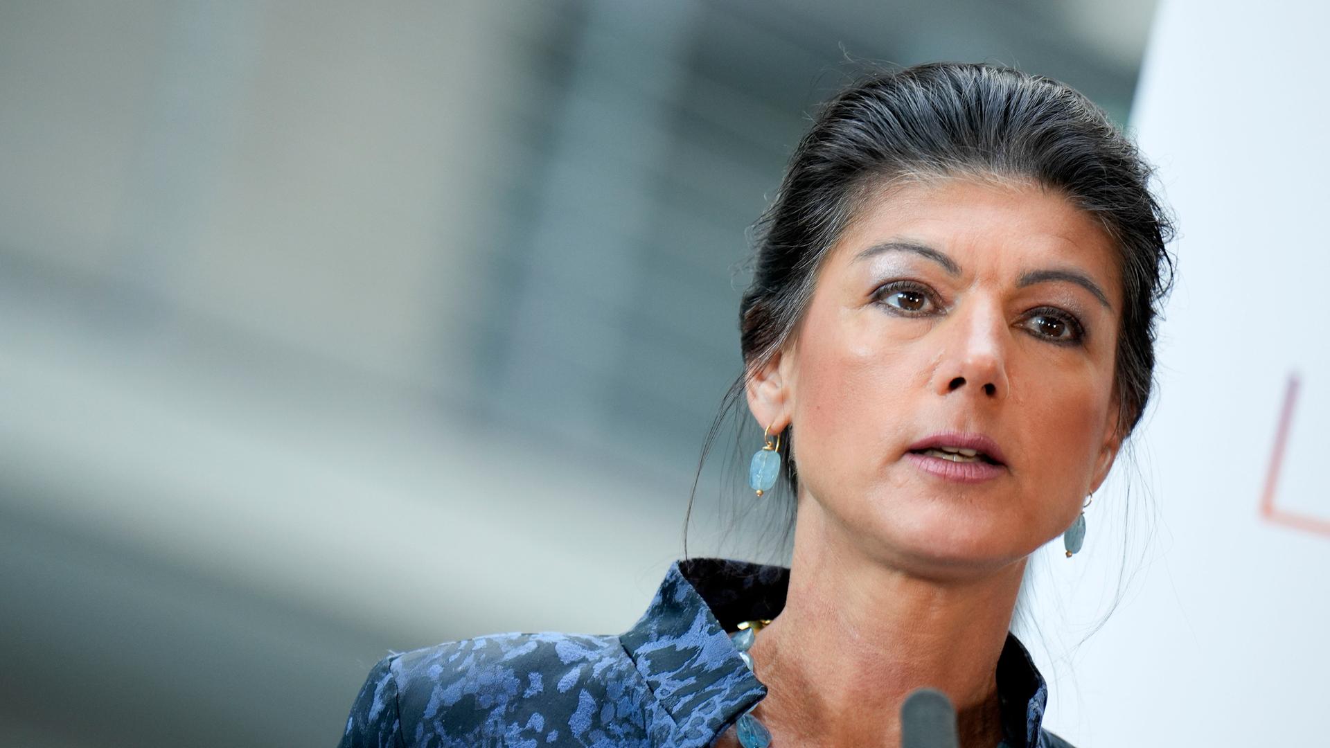 Sahra Wagenknecht bei einer Pressekonferenz des BSW im Reichstagsgebäude. Berlin, 25.06.2024