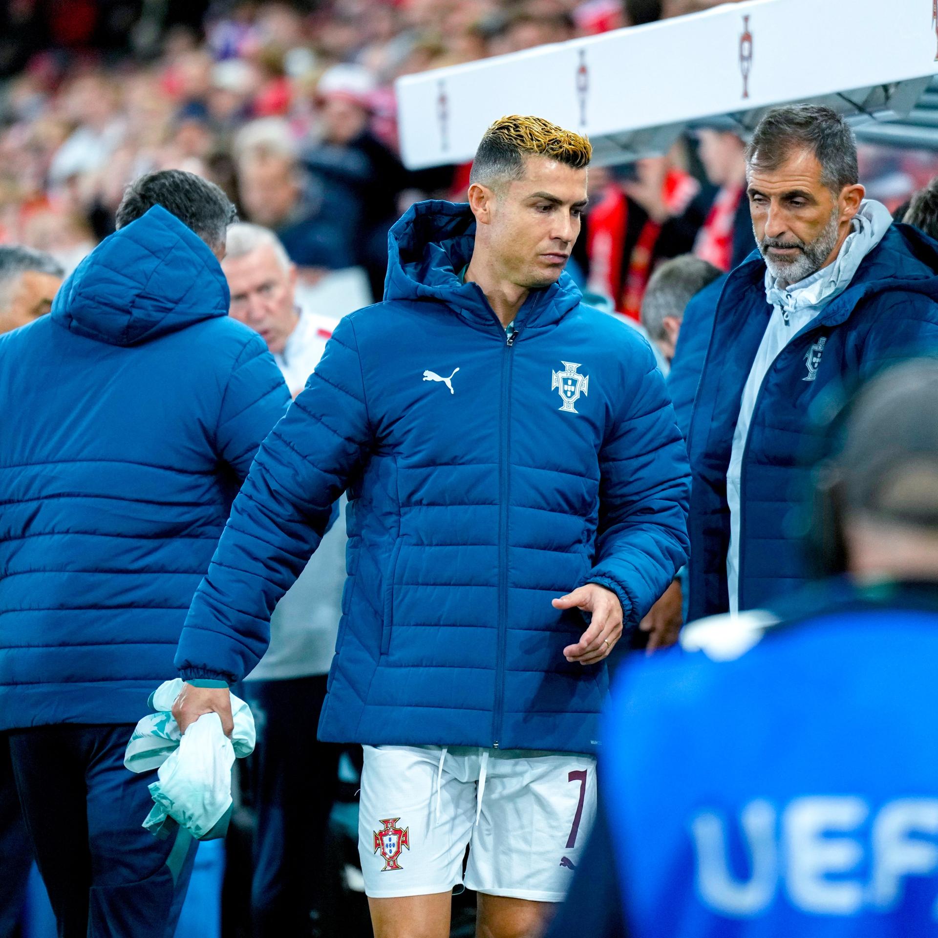 Fußball-Star Cristiano Ronaldo vor einem Spiel der portugiesischen Nationalmannschaft. 