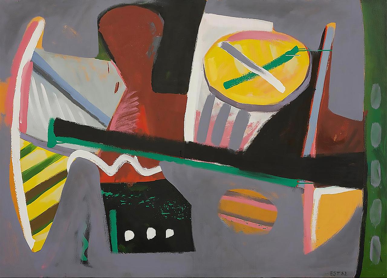 Erika Stürmer-Alex, Stillleben mit Kopf, 1982 107 x 149,50 cm Latex auf Nessel