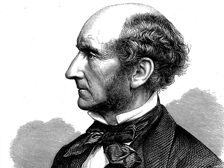 Porträt des britischen Sozialreformers und Philosophen John Stuart Mill (1806-1873) 