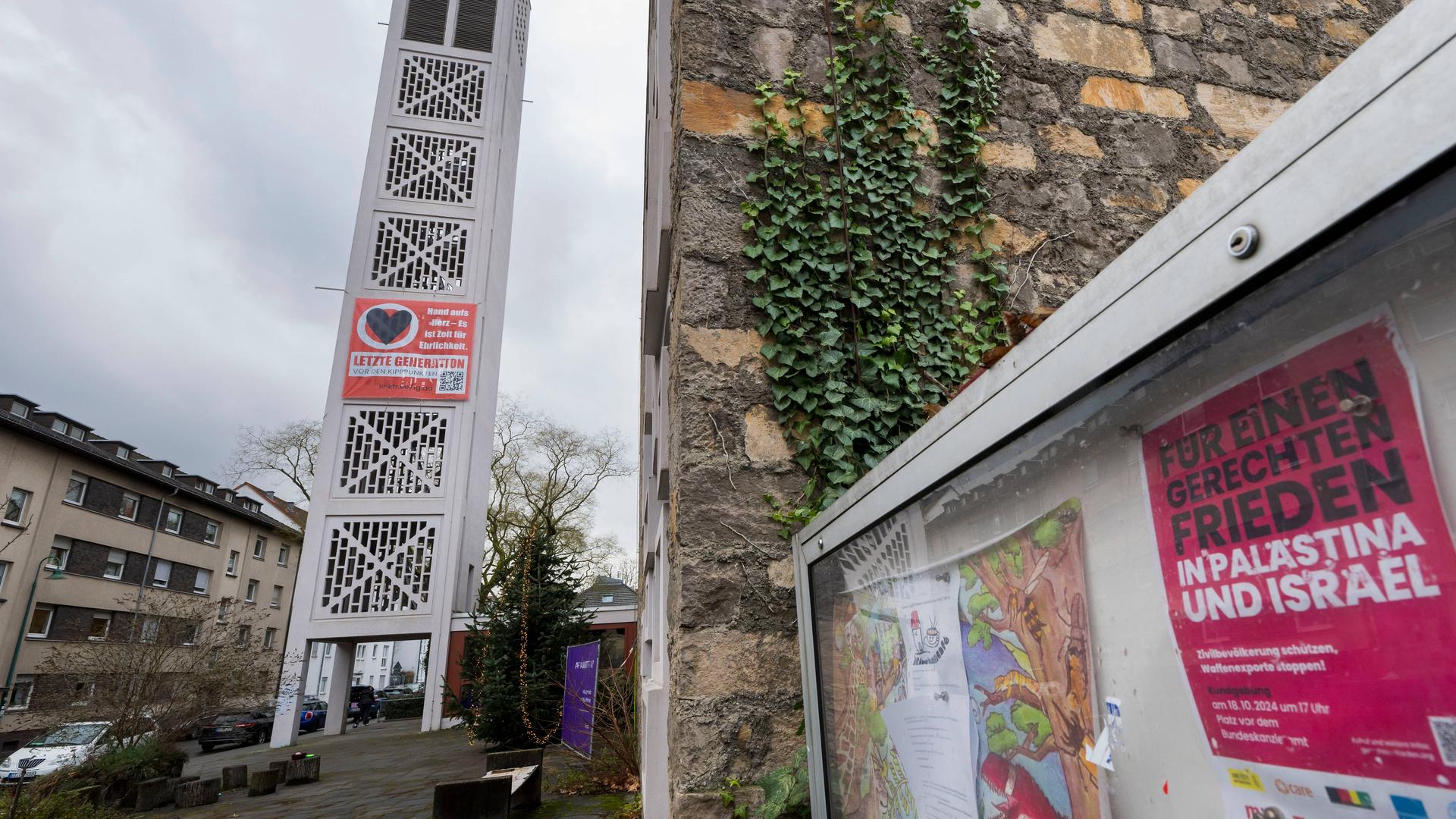 Die evangelische Michaelskirche in Darmstadt im Dezember 2024. 