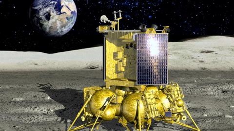 Nur in der Illustration ging alles gut: Luna-25 nach der Landung auf der Südhalbkugel des Mondes. 