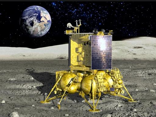 Nur in der Illustration ging alles gut: Luna-25 nach der Landung auf der Südhalbkugel des Mondes. 