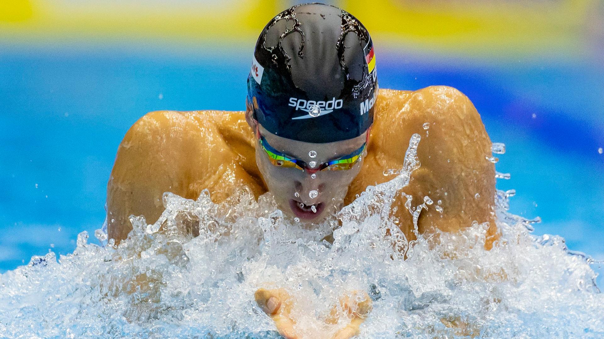 Japan, Fukuoka: Schwimmen: Weltmeisterschaft, Männer, Finale, Vorläufe: Lucas Matzerath aus Deutschland in Aktion. Japan, Fukuoka: Schwimmen: Weltmeisterschaft, Männer, Finale, Vorläufe: Lucas Matzerath aus Deutschland in Aktion.