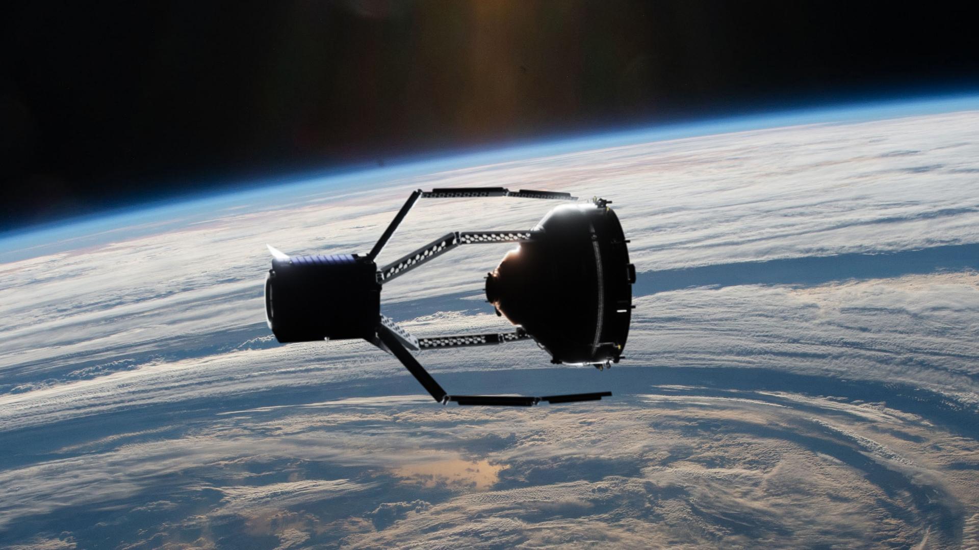 Der Satellit ClearSpace-1 soll ein altes Raketenstück greifen und gemeinsam mit ihm in der Atmosphäre verglühen.