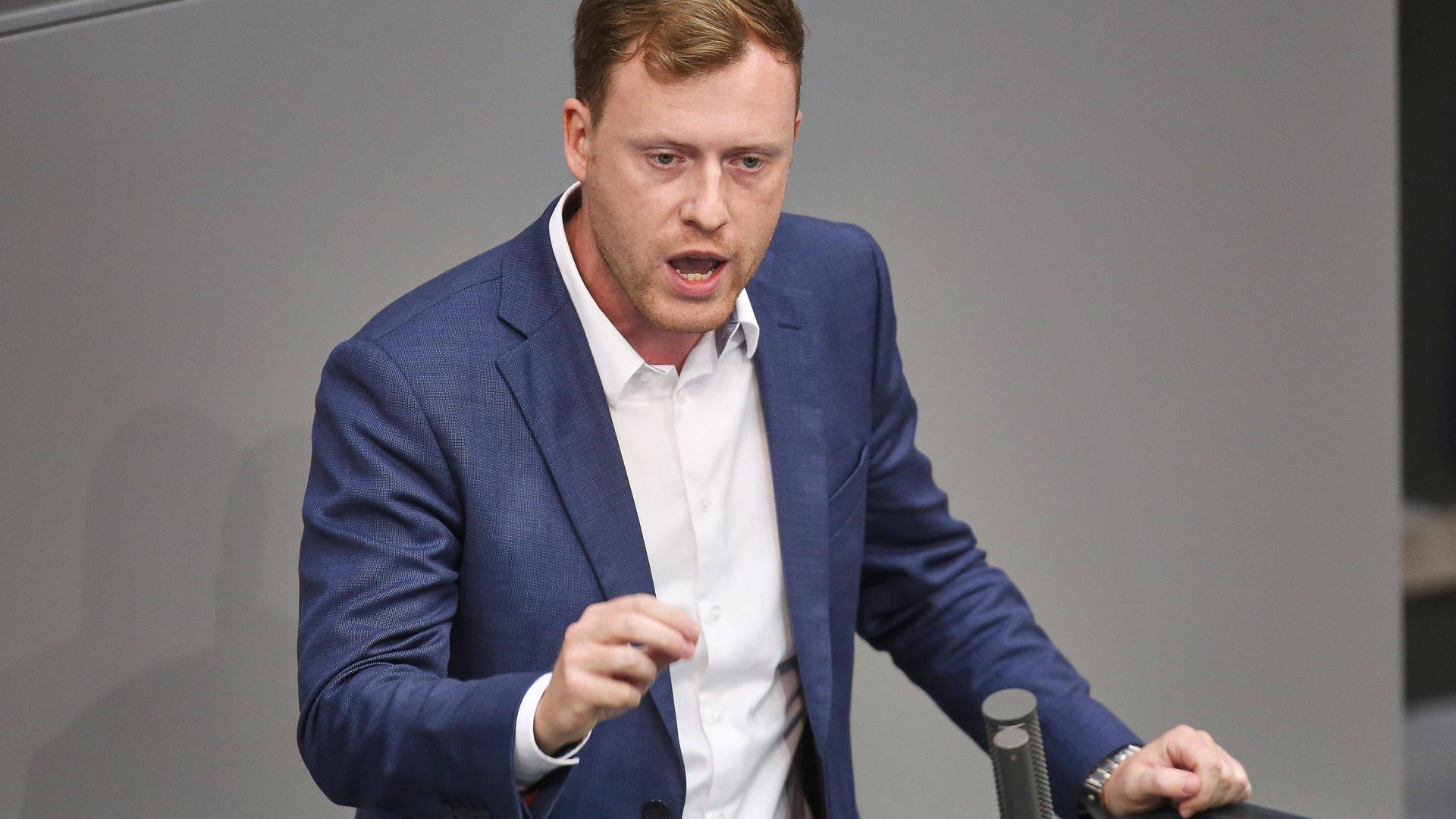 Jan Wenzel Schmidt, AfD, während einer Rede im Bundestag.