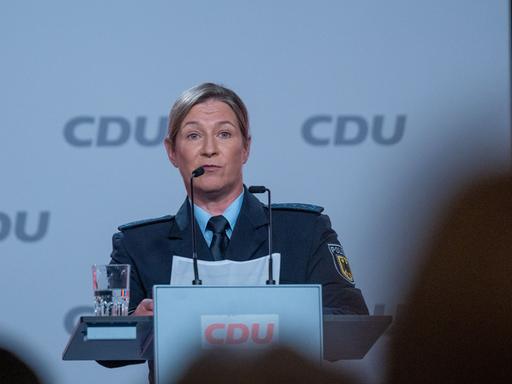 Claudia Pechstein, Olympiasiegerin im Eisschnelllauf, spricht beim CDU-Grundsatzkonvent.