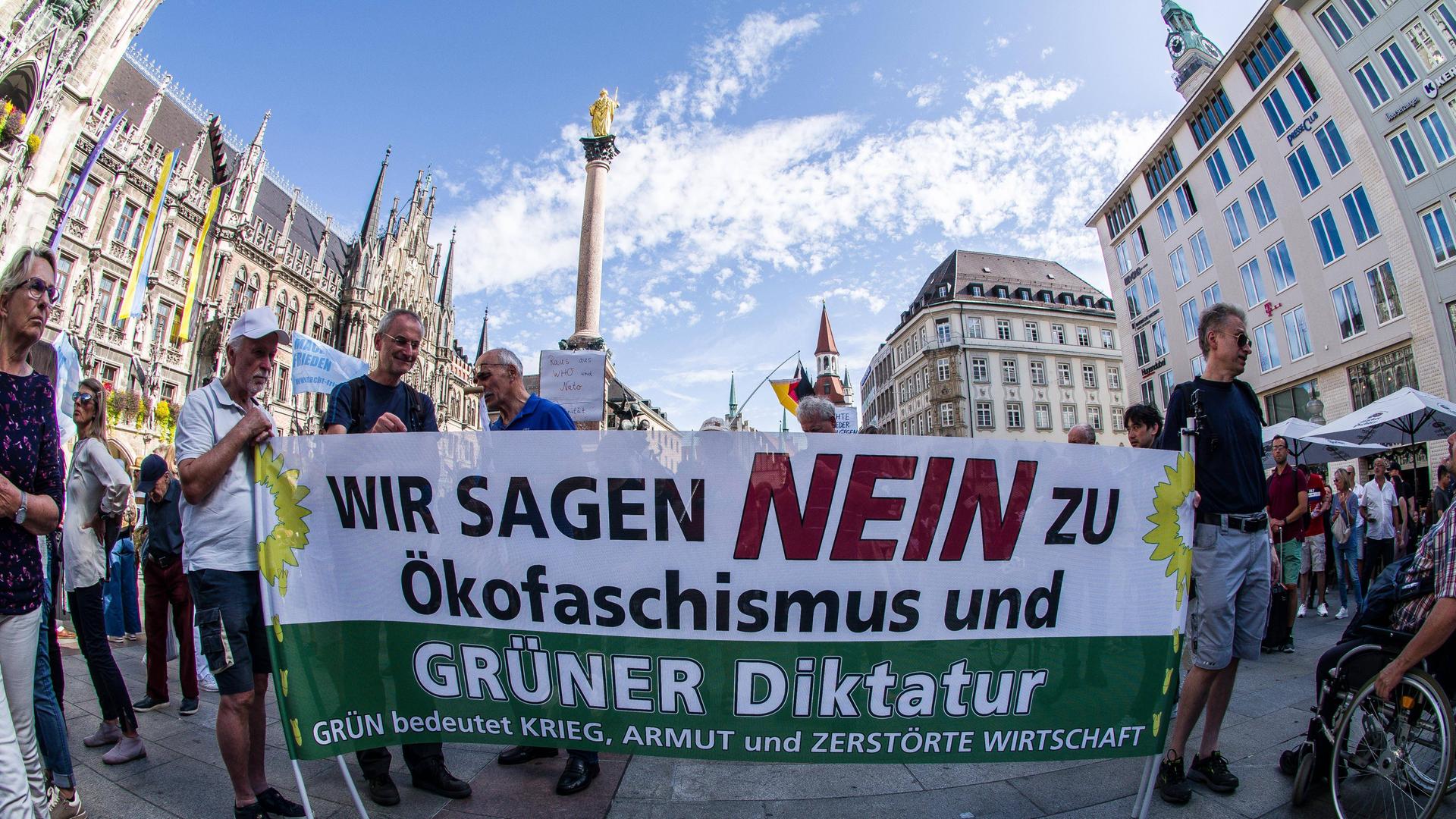 October 3, 2023, Munich, Bavaria, Germany: On the Day of German Unity (Tag der Deutschen Einheit), the pro-Russia "München Steht Auf" conspiracy extremist group and their associates organized a protest. The MSA group is a combination of Pegida, far- and extreme-right groups, QAnons, Reichsbürger (sovereign citizens), and other anti-democratic orphan groups.