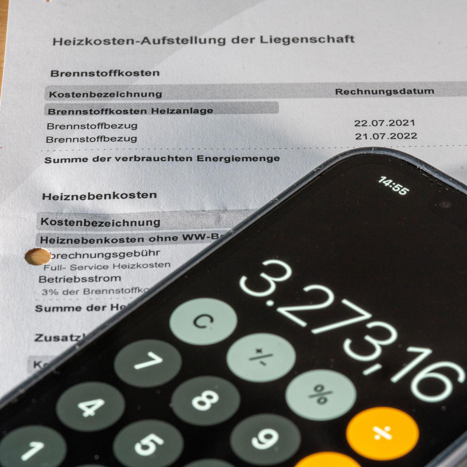 Blick auf eine Heizkostenabrechnung 