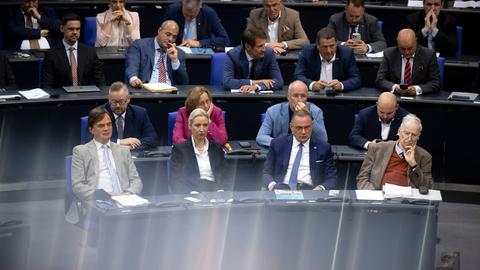 Die Fraktion der AfD im Bundestag: Bernd Baumann , Alice Weidel, Tino Chrupalla und Alexander Gauland.