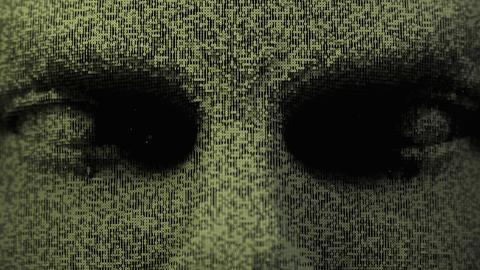 Ilustration zu Künstlicher Intelligenz: dreidimensionale Augen im Binärcode.