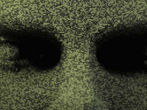 Ilustration zu Künstlicher Intelligenz: dreidimensionale Augen im Binärcode.