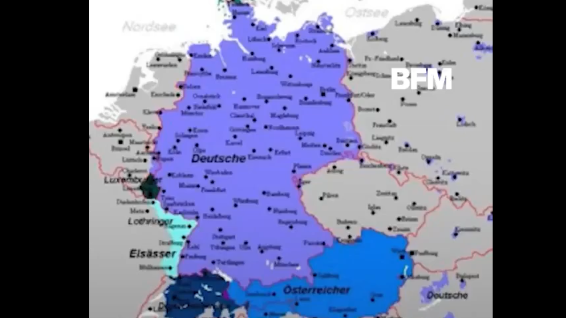 Ein Landkarte von West- und Mitteleuropa mit angeblich deutschen Gebieten eingezeichnet. Ein Landkarte von West- und Mitteleuropa mit angeblich deutschen Gebieten eingezeichnet.