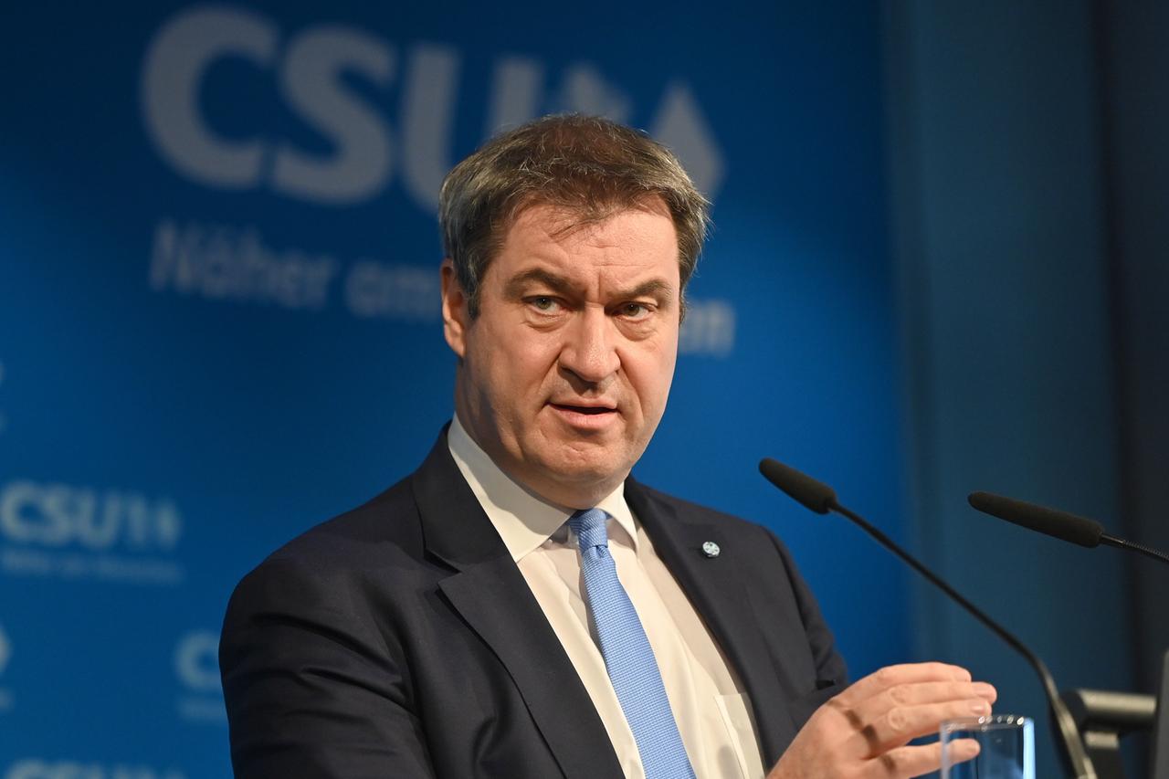 Der bayerische Ministerpräsident und CSU-Vorsitzende Markus Söder auf einer Pressekonferenz in München