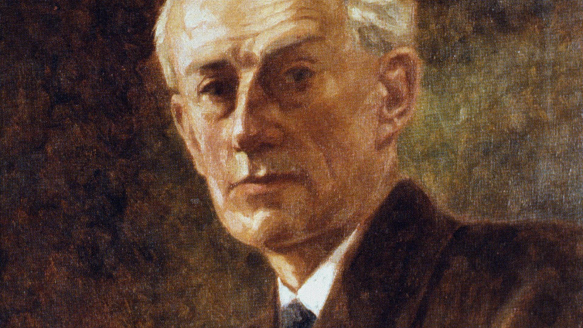 Ludwig Nauer porträtierte den Komponisten Maurice Ravel circa 1930 in Öl. Dabei ist Ravel mit grauen Haaren und forschen Blick abgebildet.