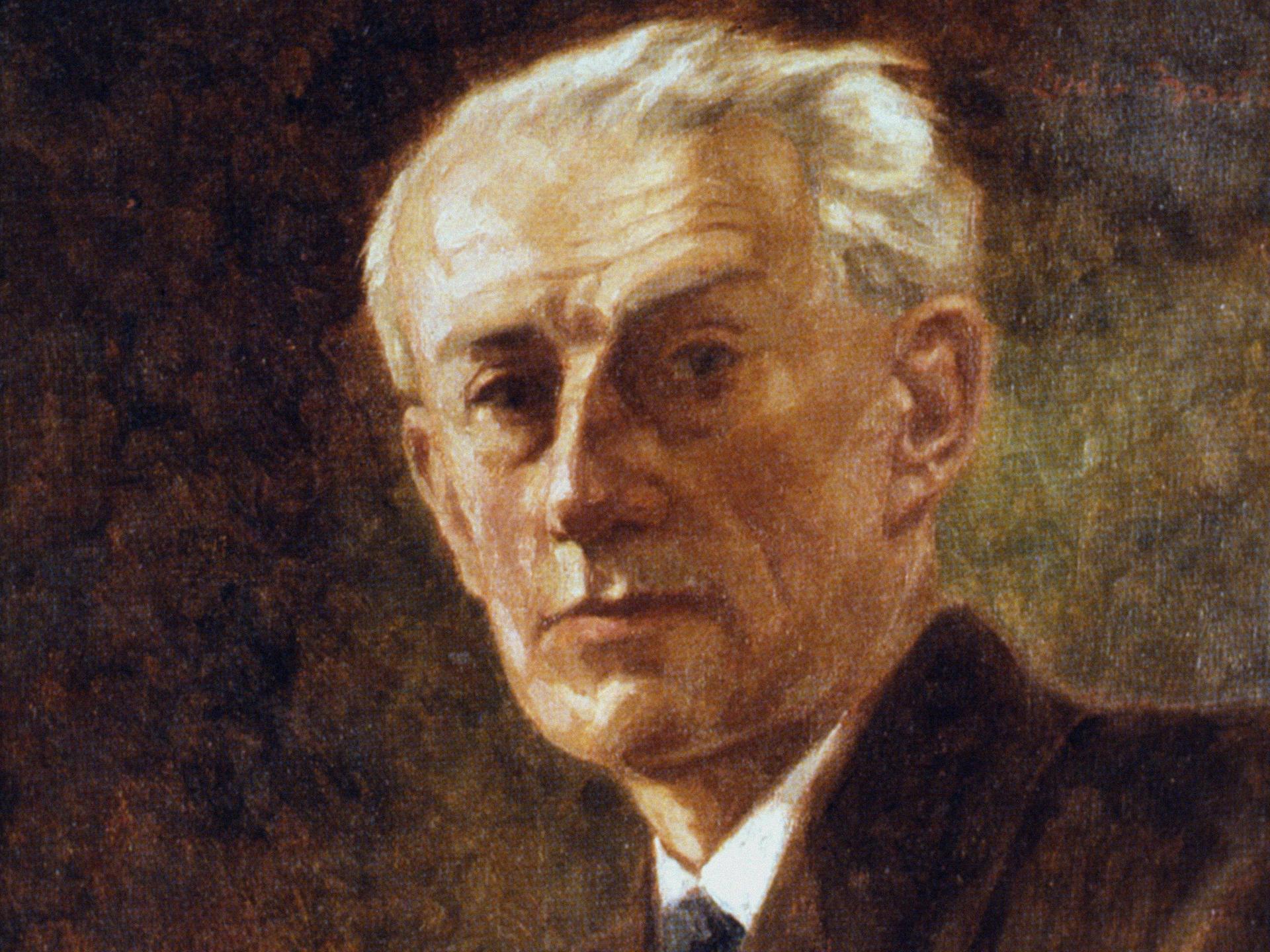 Ludwig Nauer porträtierte den Komponisten Maurice Ravel circa 1930 in Öl. Dabei ist Ravel mit grauen Haaren und forschen Blick abgebildet.