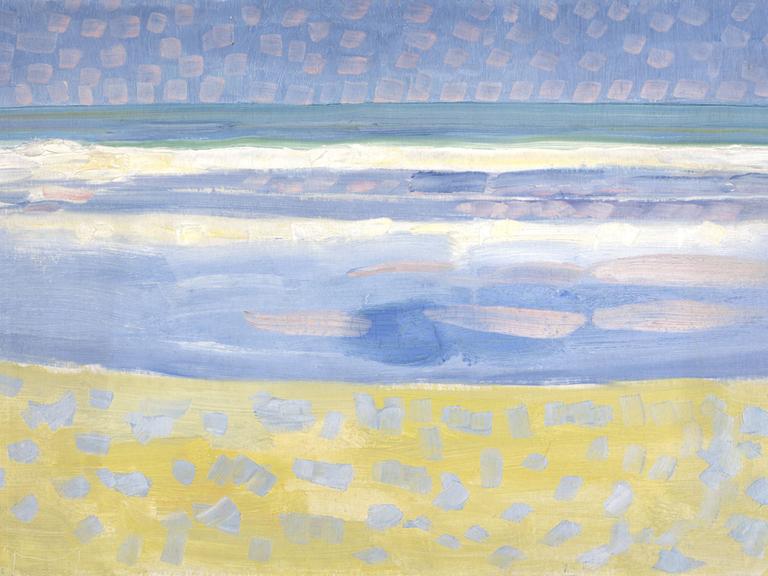 "Sea after sunset", Meer nach Sonnenuntergang, Gemälde von Piet Mondrian, 1909.