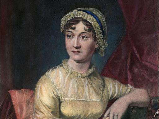 Kolorierter Stahlstich aus dem 19. Jahrhundert zeigt die englische Schriftstellerin JANE AUSTEN 1775–1817. Kolorierter Stahlstich aus dem 19. Jahrhundert zeigt die englische Schriftstellerin JANE AUSTEN 1775–1817.