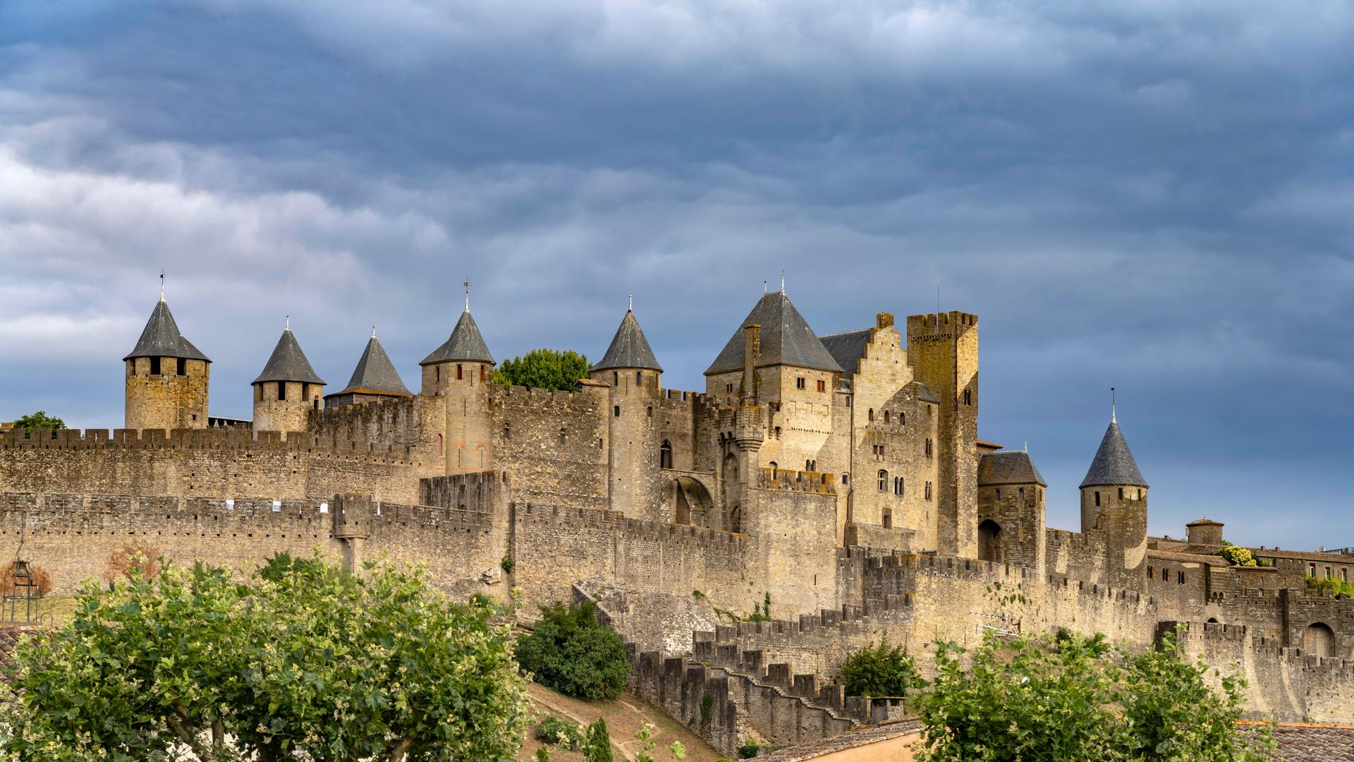 Die mittelalterliche Festung Cité de Carcassonne in Frankreich.