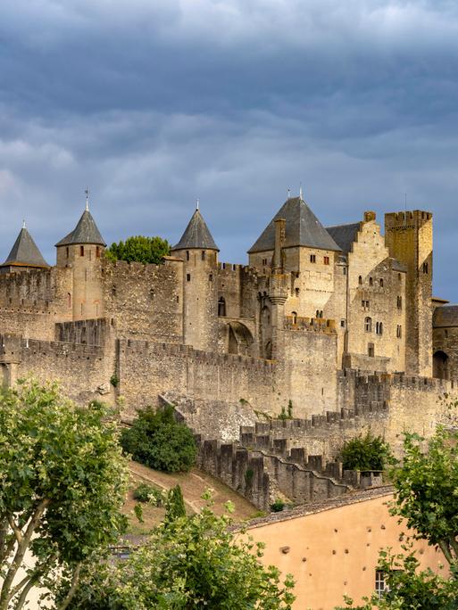 Die mittelalterliche Festung Cité de Carcassonne in Frankreich.