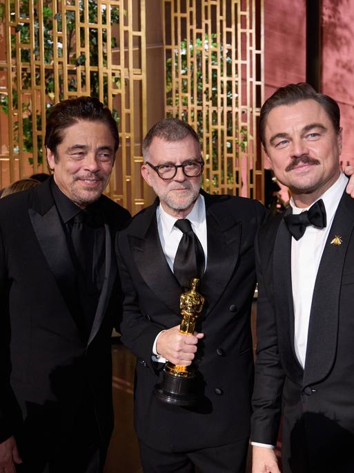 Benicio Del Toro, Paul Thomas Anderson und Leonardo DiCaprio bei der 98. Oscar-Verleihung am 15. März 2026