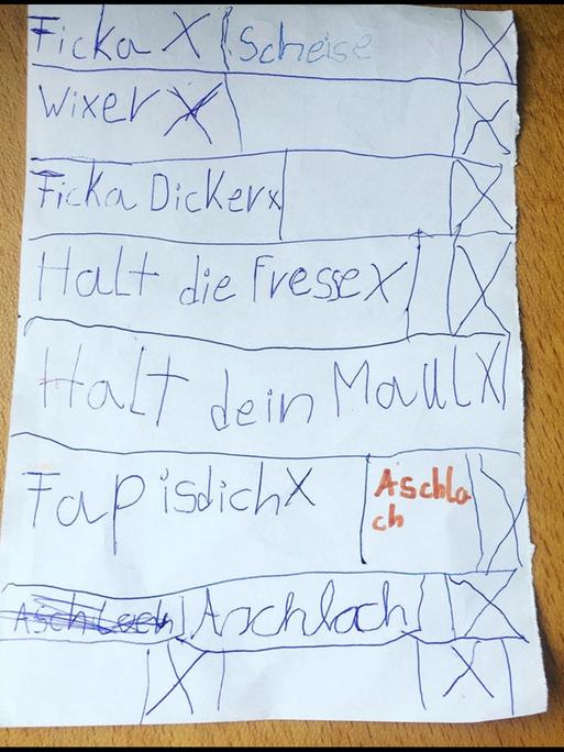 Eine Liste mit Schimpfwörtern.