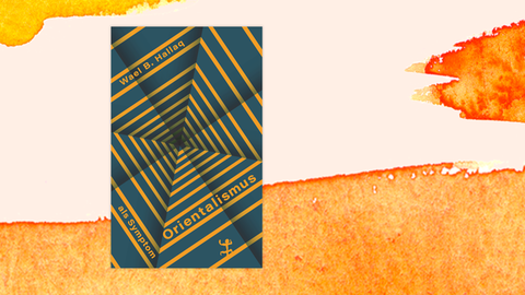 Auf dem Cover sind gelbe Quadrate auf blauem Hintergrund so angeordnet, dass sie eine Art Tunnelperspektive bilden. Zwischen den einzelnen Streifen sind Buchtitel und Autorenname abgedruckt. Hinter dem Buch sind orangefarben Farbverläufe.