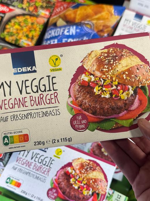 Die Verpackung eines veganen Burgers von my veggie. Geht es nach dem EU-Parlament, ist bald Schluss damit.