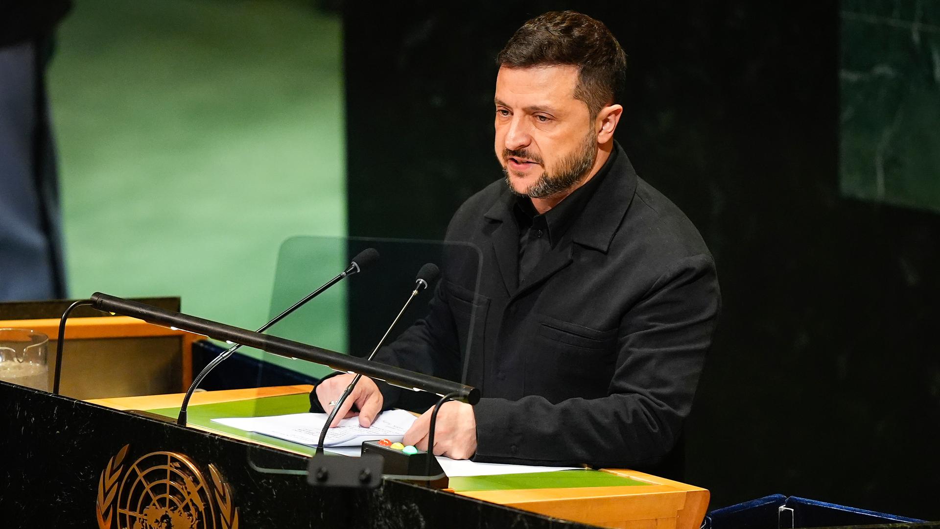Wolodymyr Selenskyj, Präsident der Ukraine, spricht während der 80. Sitzung der Generalversammlung der Vereinten Nationen.