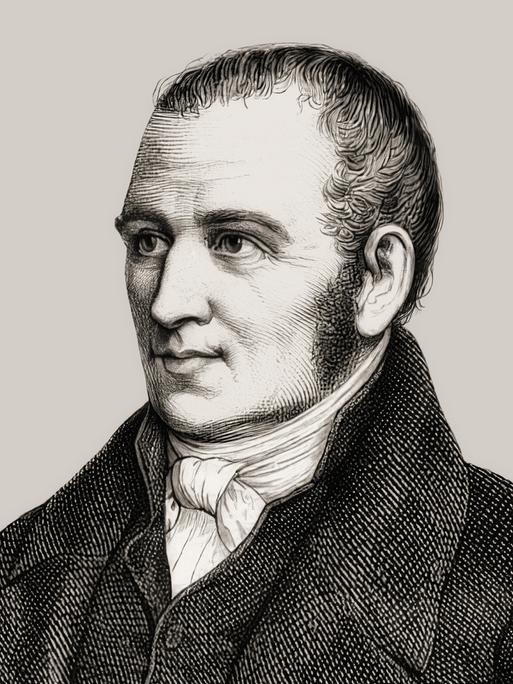 Eine digital optimierte Illustration zeigt den deutschen Dichter Johann Peter Hebel