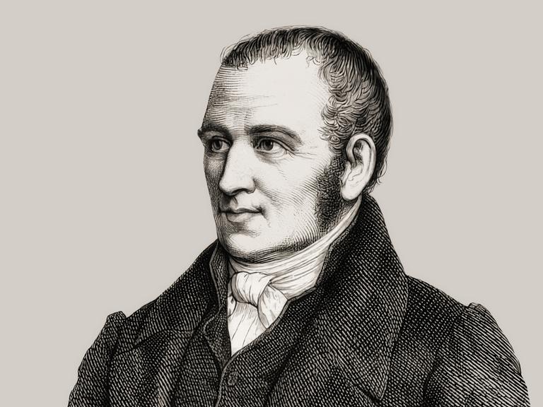 Eine digital optimierte Illustration zeigt den deutschen Dichter Johann Peter Hebel