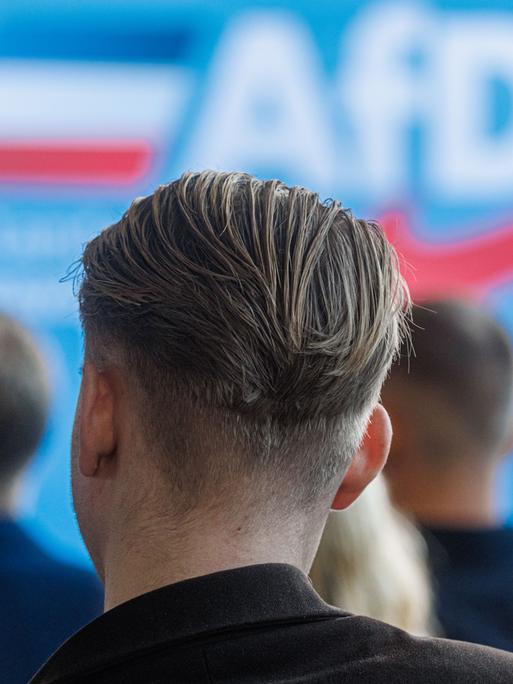 Ein junger Mann sitzt auf der Gründungsveranstaltung des Schleswig-Holsteinischen Landesverbands der "Generation Deutschland", der Jugendorganisation der AfD.
