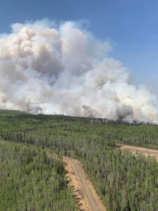 Das Foot zeigt einen Waldbrand und eine Rauchwolke in Kanada.