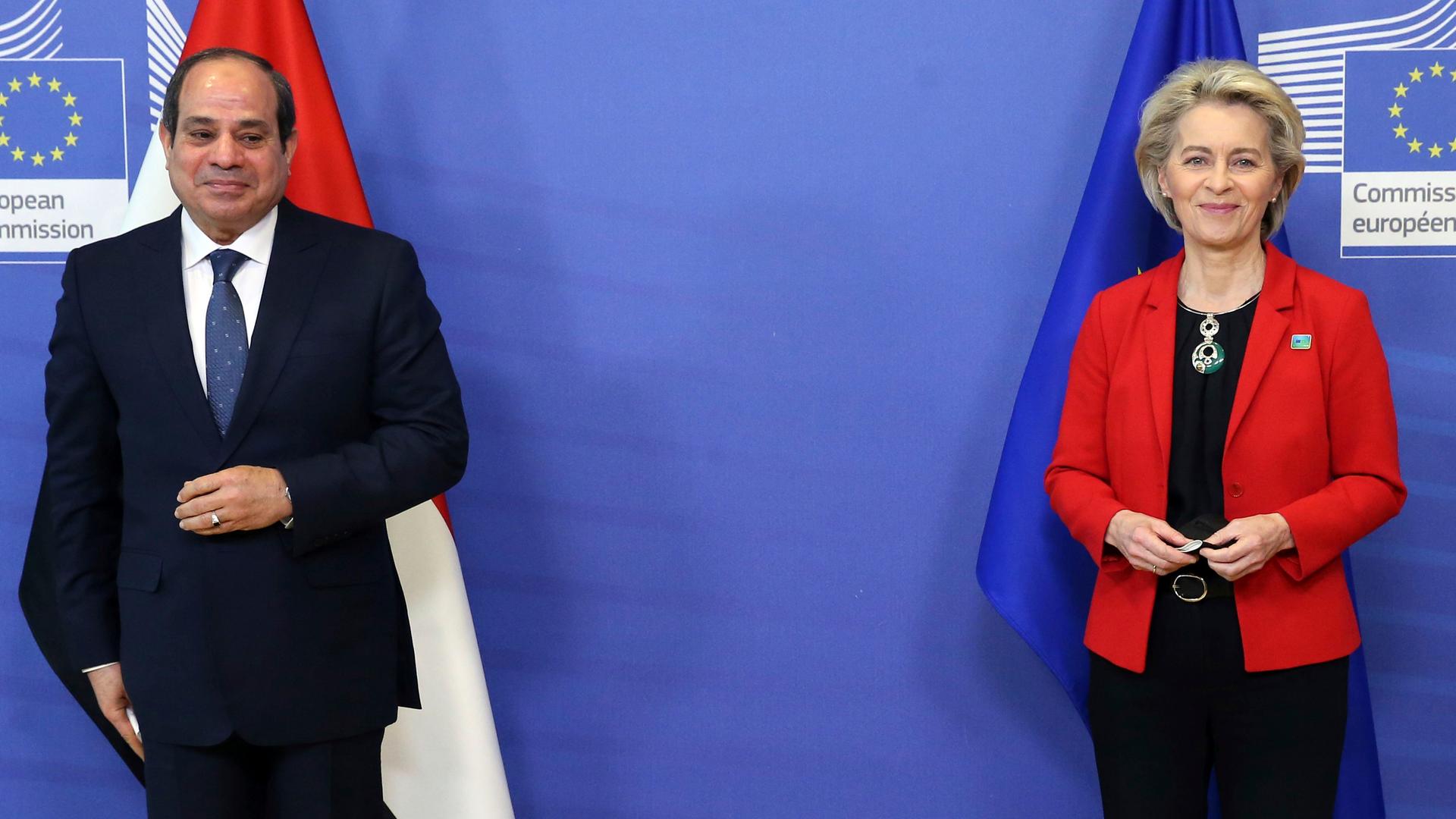 Zu sehen sind Abdel Al-Sisi, Präsident von Ägypten, und EU-Kommissionspräsidentin von der Leyen. Zu sehen sind Abdel Al-Sisi, Präsident von Ägypten, und EU-Kommissionspräsidentin von der Leyen.