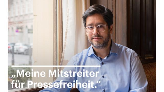 Eines der Motive aus der Deutschlandradio-Kampagne "Unabhängig. Unverzichtbar. Unverwechselbar." zeigt den Journalisten und Autor Hasnain Kazim.