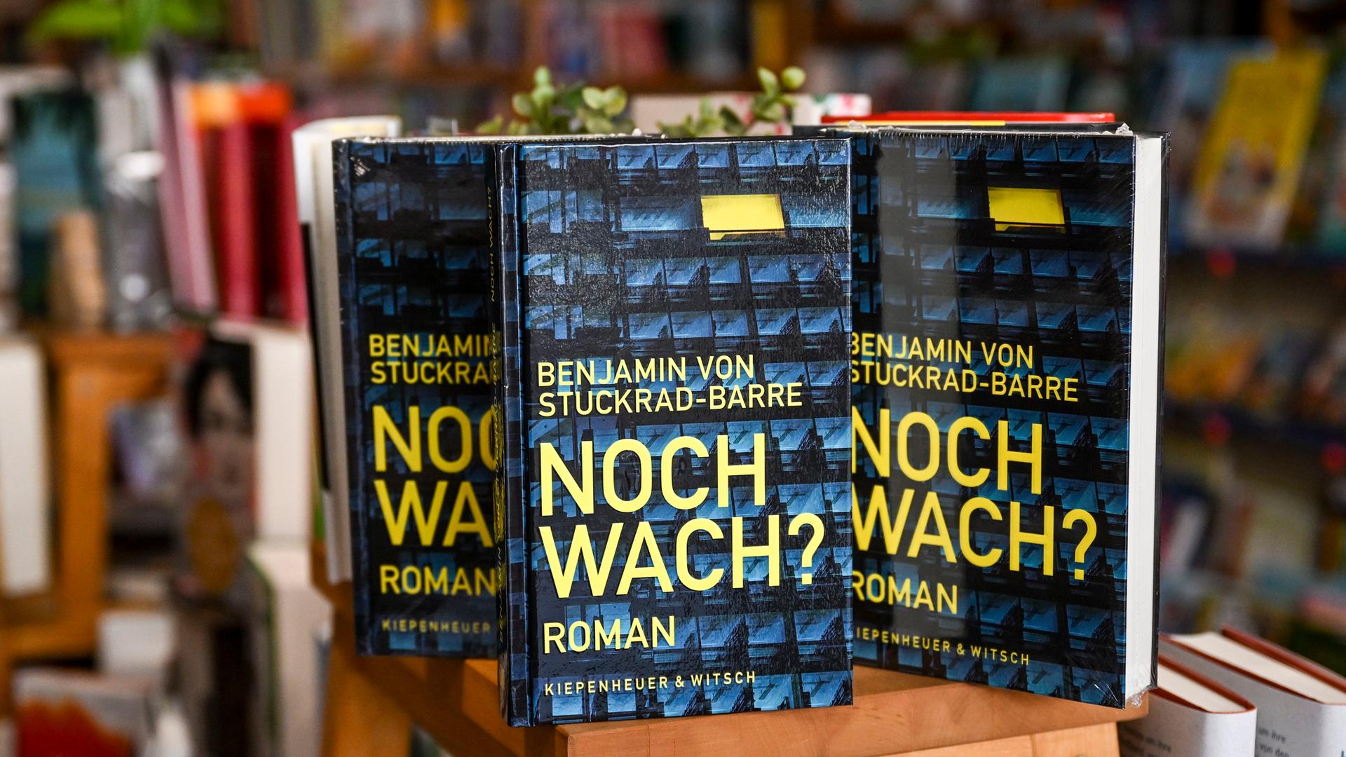 Berlin: Mehrere Bücher des Romans "Noch wach?" von Benjamin von Stuckrad-Barre stehen in der Buchhandlung Petras. Der Roman ist am 19. April erschienen.