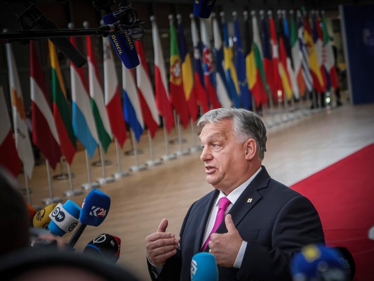 Ungarns Premier Viktor Orban beim EU-Gipfel in Brüssel am 26. Oktober 2023