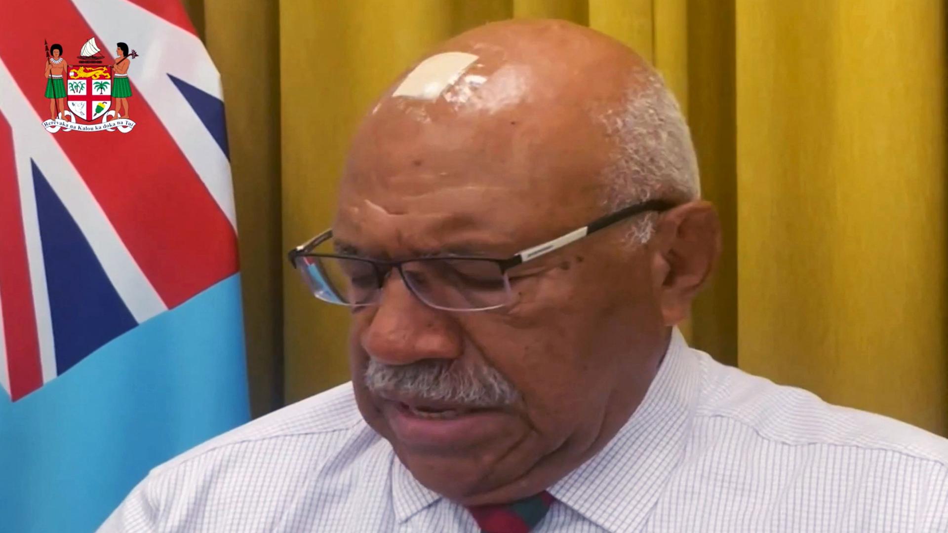 Fidschis Premierminister Sitiveni Rabuka in einem Video-Screenshot. Fidschis Premierminister Sitiveni Rabuka in einem Video-Screenshot.