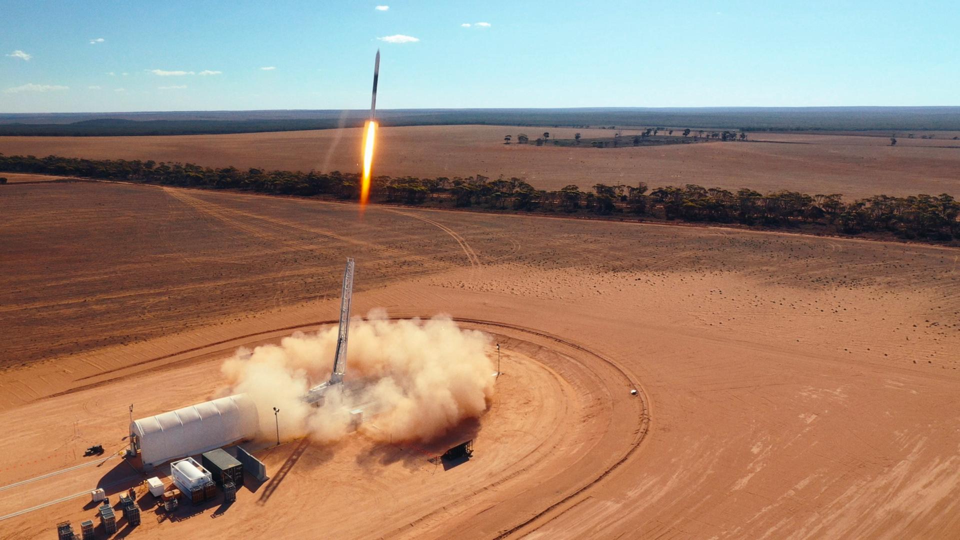 Start der Trägerrakete HyImpulse SR75 im australischen Outback Start der Trägerrakete HyImpulse SR75 im australischen Outback