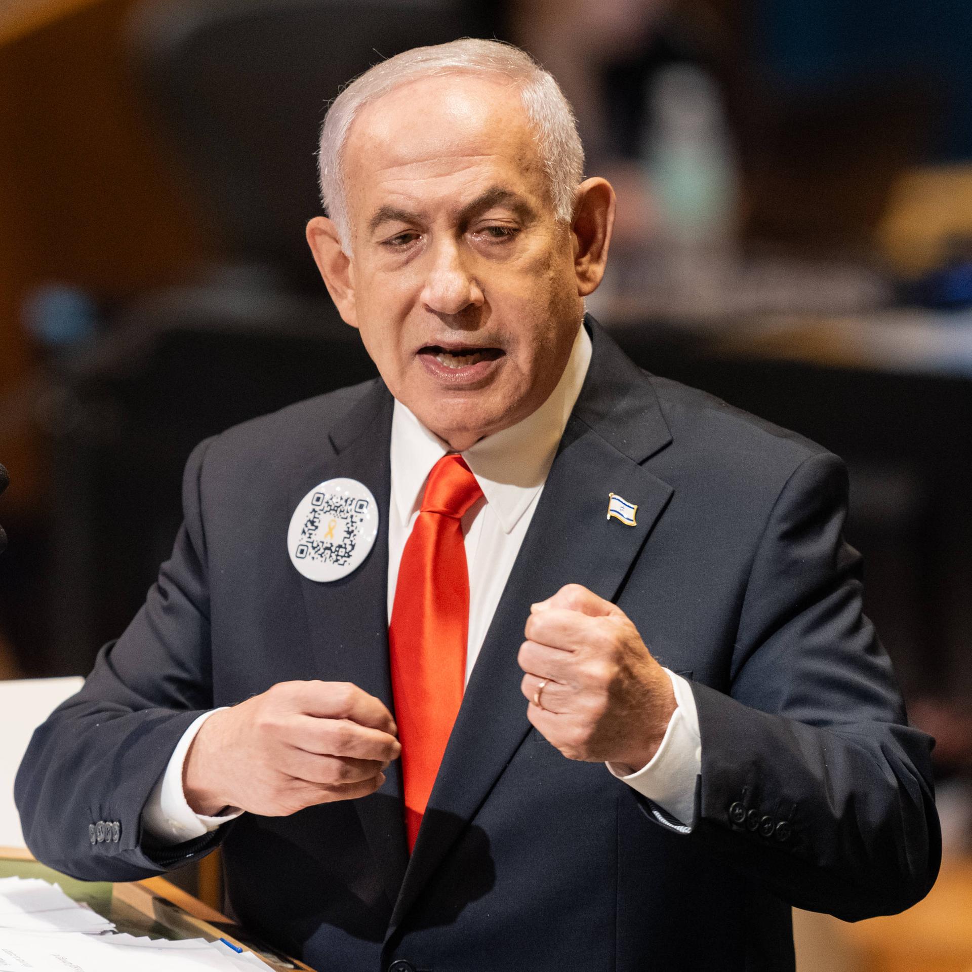 Der israelische Premier Benjamin Netanjahu in New York bei der UN
