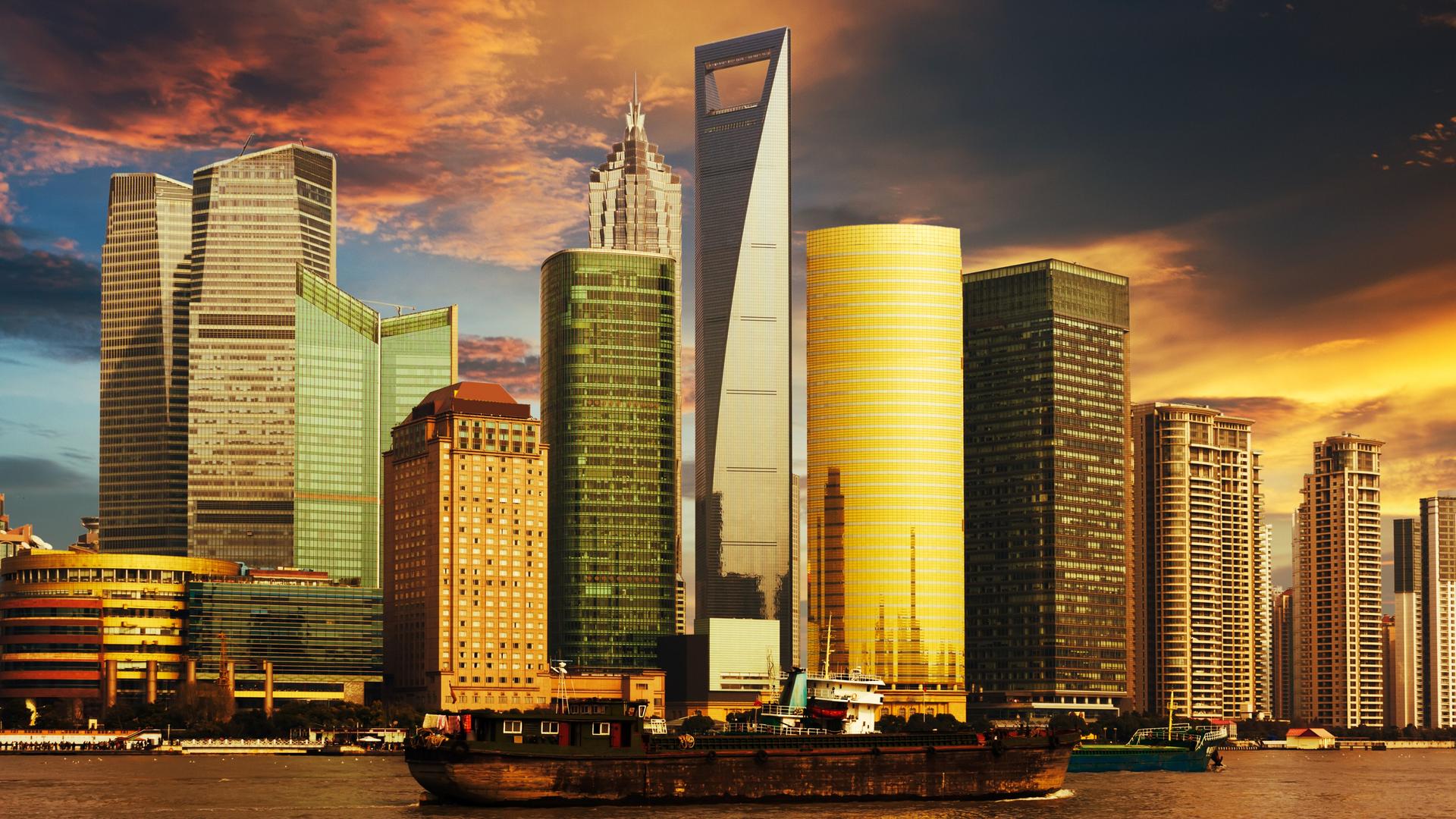 Panorama der chinesischen Stadt Shanghai