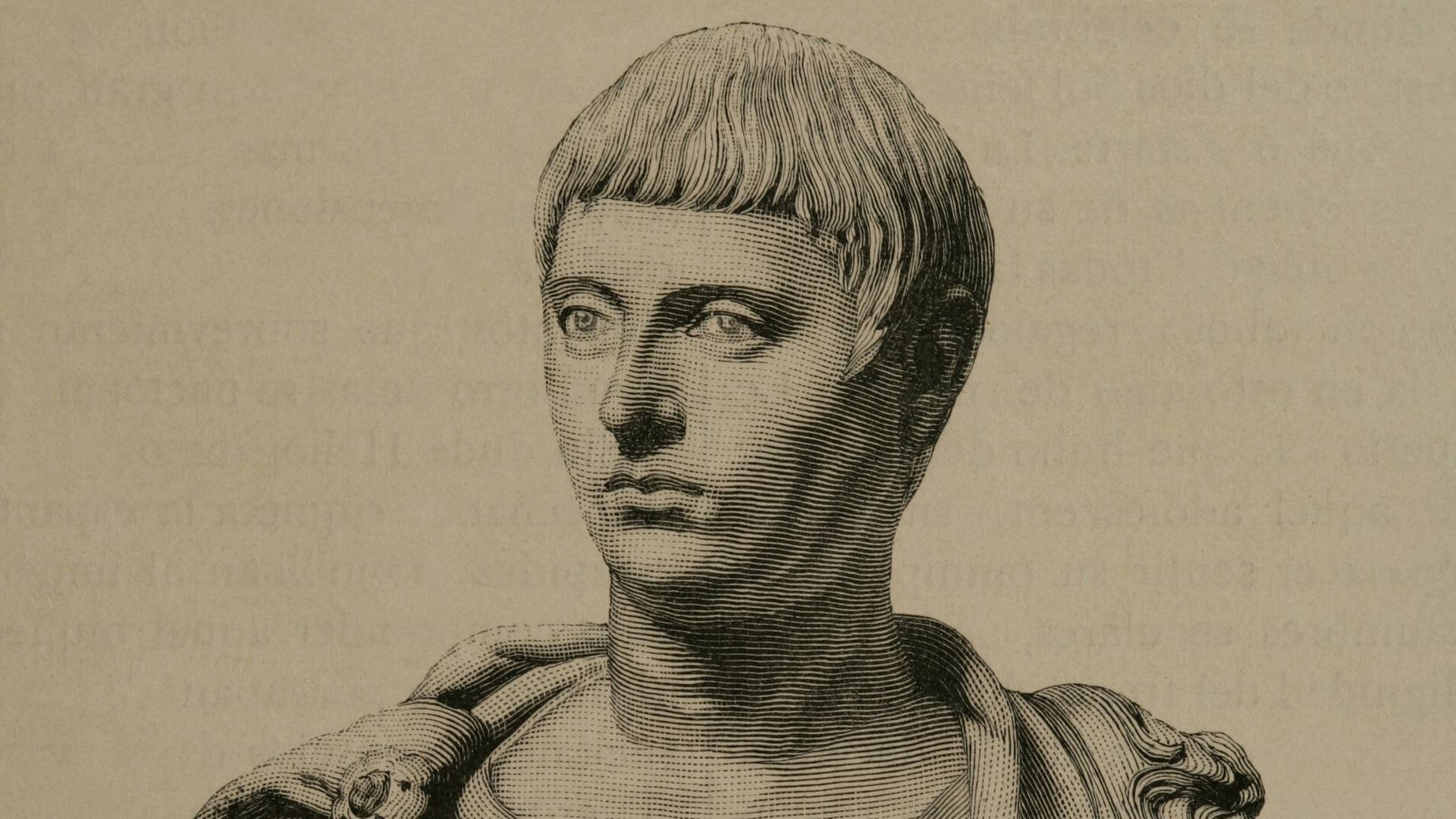 Die Zeichnung eines Mannes in römischer Tracht.